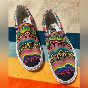 VANS CUSTOM Cosmic Smear Slip Ons Sz 8.0 Women